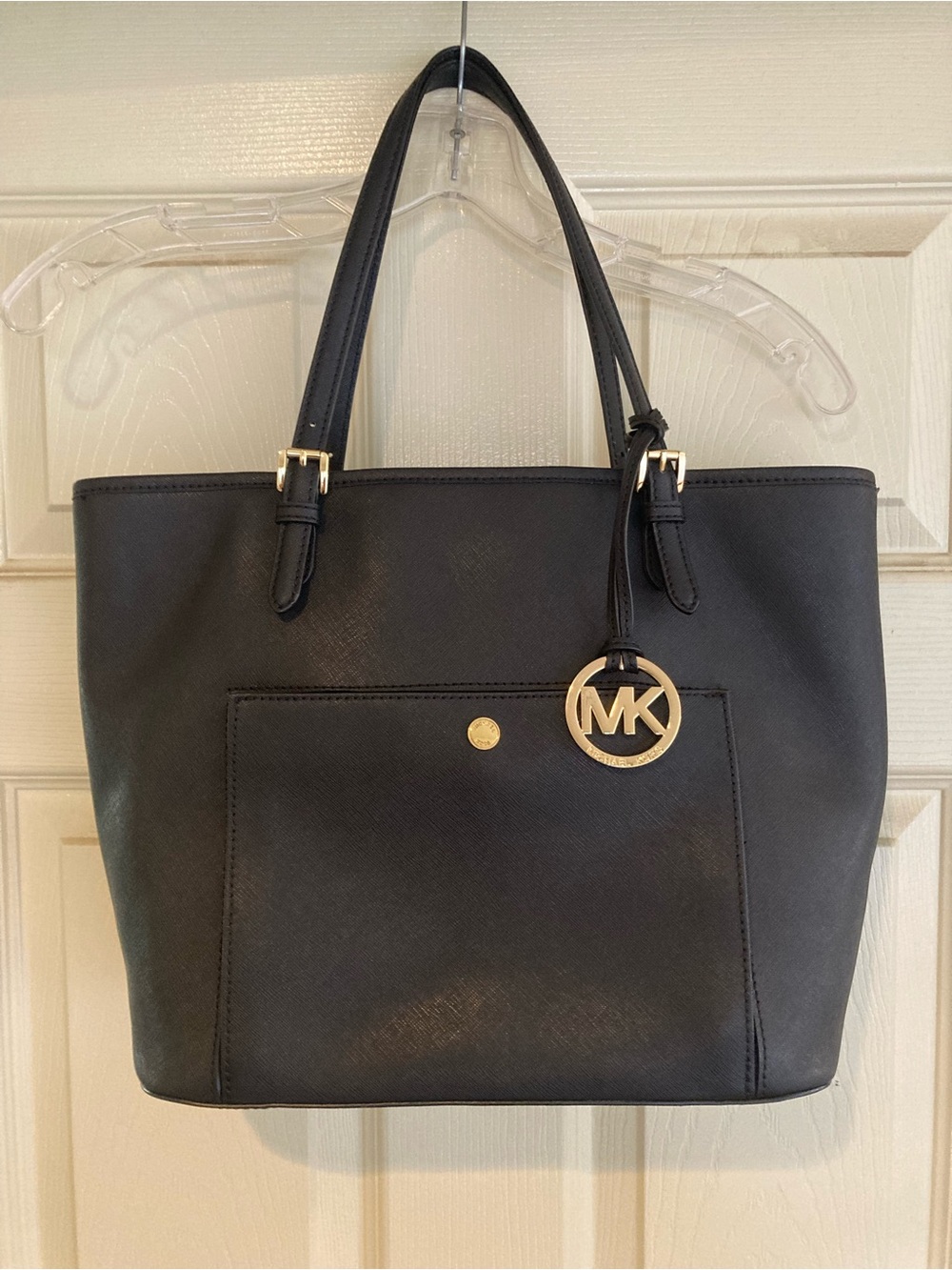 Michael Kors Jet Set Item Black Saffiano Leather Large Tote Bag NWOT MSRP $228